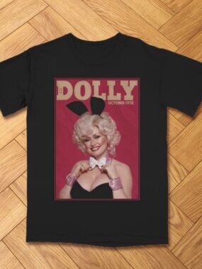 Dolly Parton Playboy Bunny 1978 Graphic Tee Black